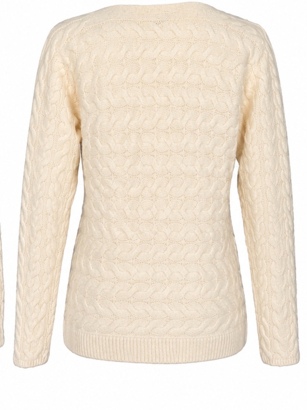 Coastal chunky Fisherman Knit Sweater - merino cashmere blend- Cream Ivory M/P - Picture 2 of 8